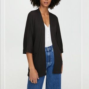 Aritzia Wilfred Free Black Open-Front Cardigan Jacket with Pockets